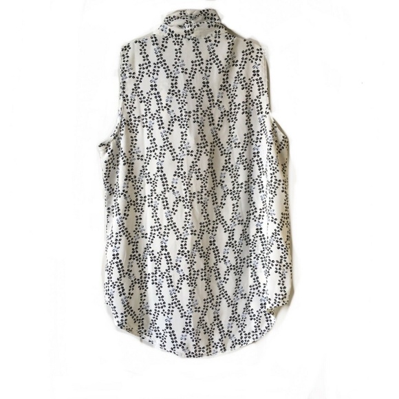 Ann Taylor Trellis Flower Tie Neck Button Shell - Picture 6 of 7